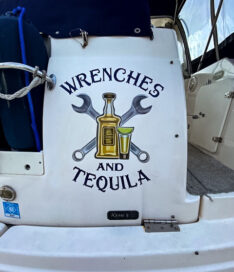 wrenches and tequila wrapped boat